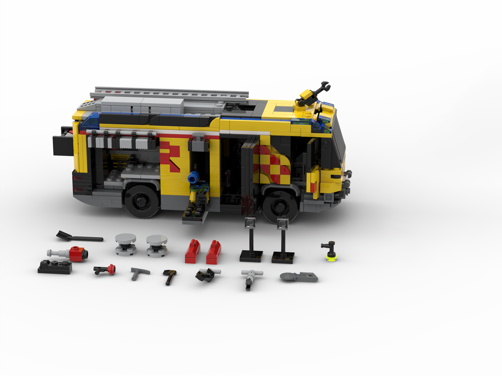 Brick MOC Rosenbauer RTX Hybrid Fire Truck - Brick Car Merchant