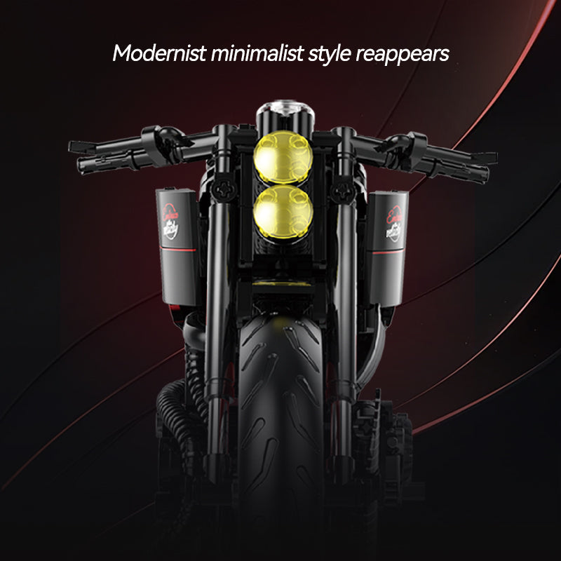 Brick MOC 1:8 Nightfire Custom V-Twin Drag Bike | 573pcs - Brick Car Merchant