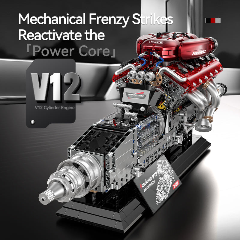 Brick MOC Ferrari V12 Motorised Engine and Gearbox | 2378 pieces - Brick Car Merchant