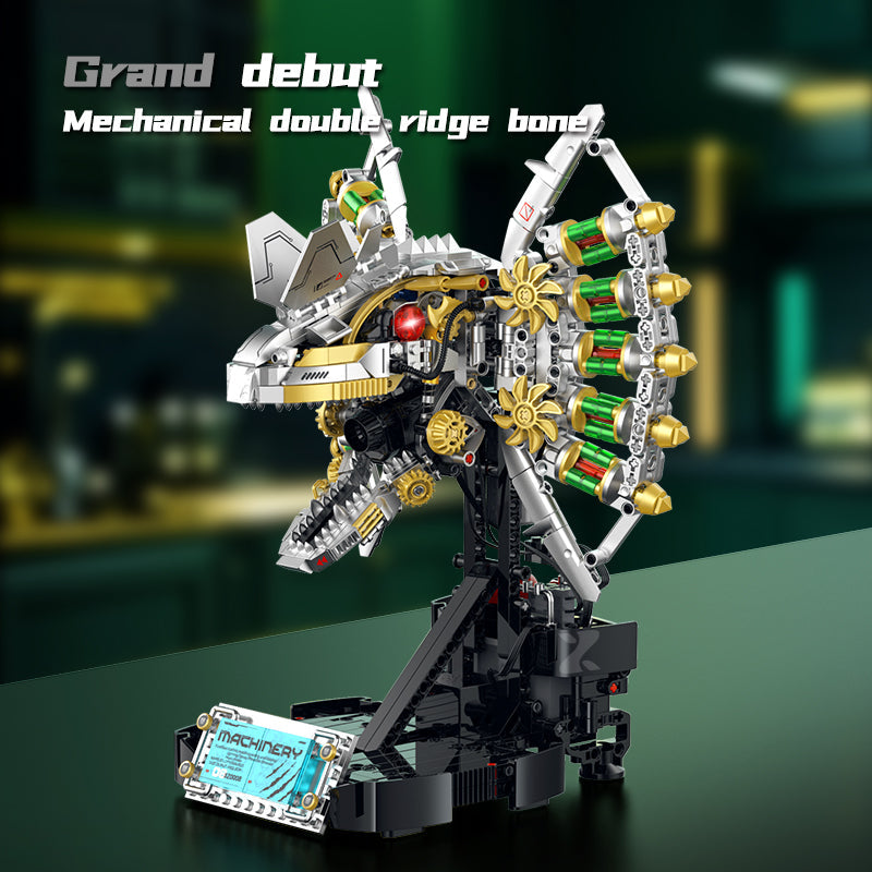 Brick MOC Steam Dilophosaurus Mechanical Skull | 953pcs - Brick Car Merchant