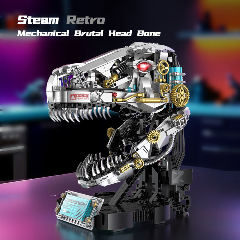 Brick MOC Steam Rex Mechanical T-Rex Skull | 916pcs - Brick Car Merchant