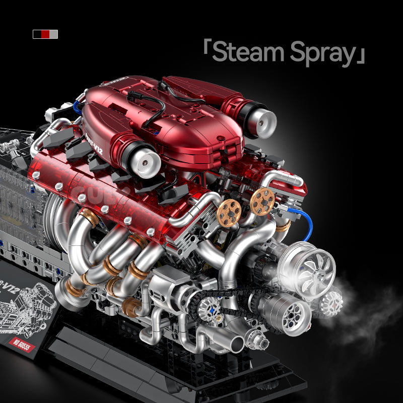 Brick MOC Ferrari V12 Motorised Engine and Gearbox | 2378 pieces - Brick Car Merchant