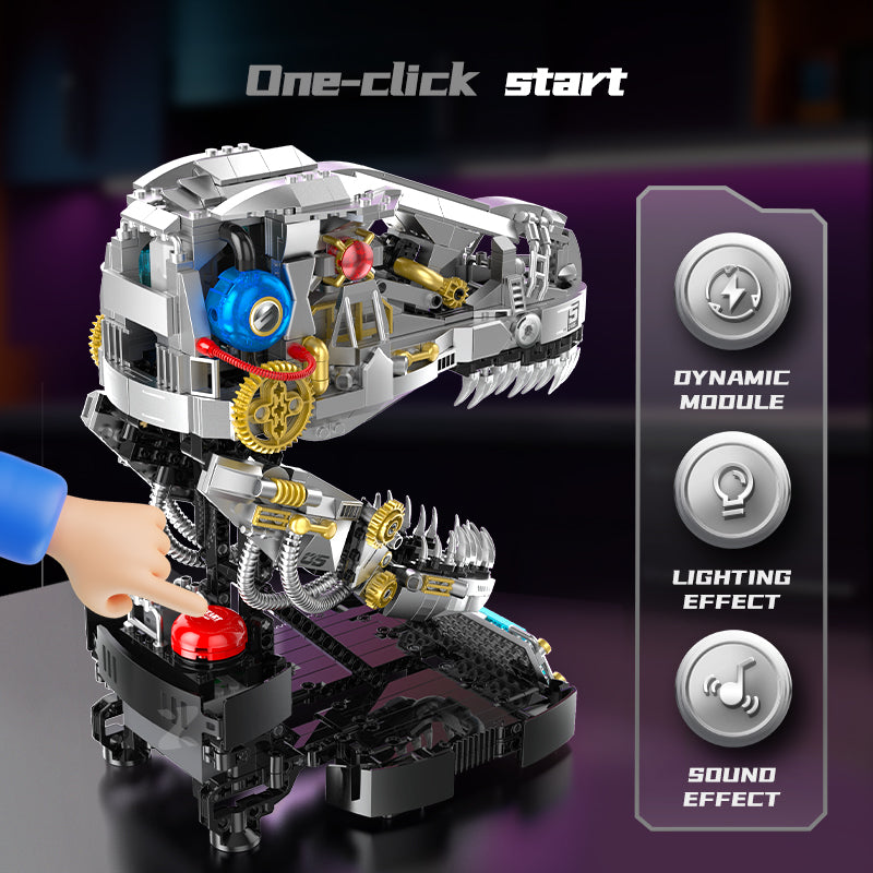 Brick MOC Steam Rex Mechanical T-Rex Skull | 916pcs - Brick Car Merchant