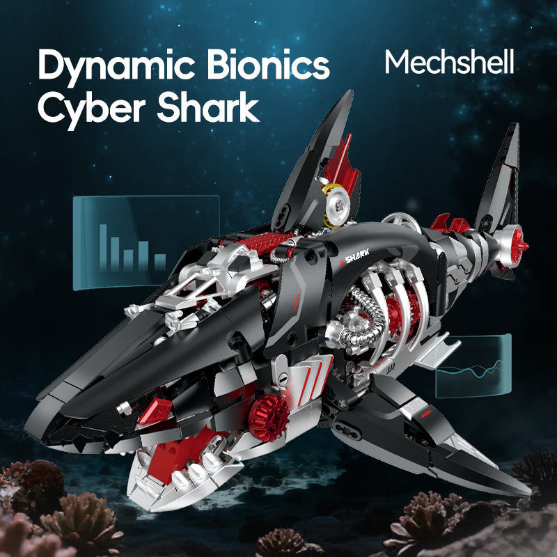 Brick MOC Abyss Shark Mechanical Shark | 1100pcs - Brick Car Merchant