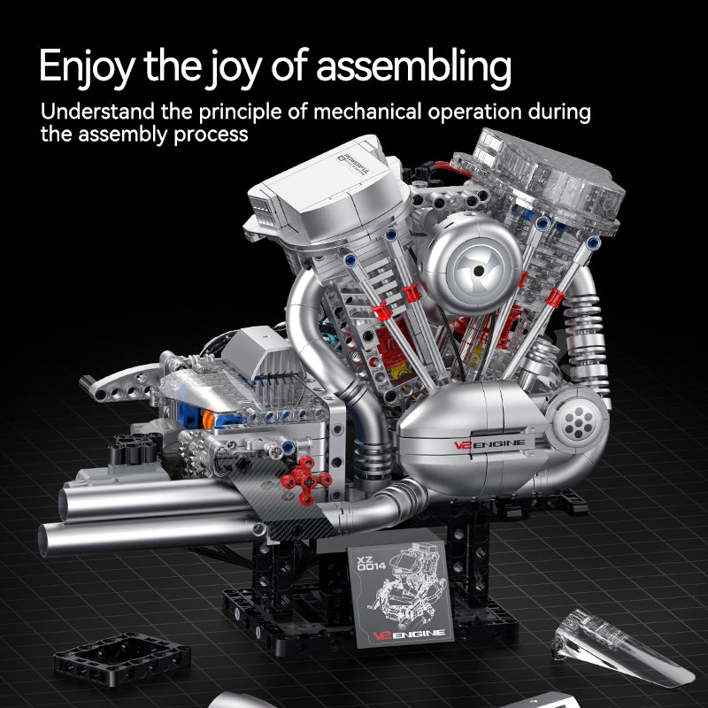 Brick MOC Chromecore V-Twin Motorised Engine | 867 pieces - Brick Car Merchant