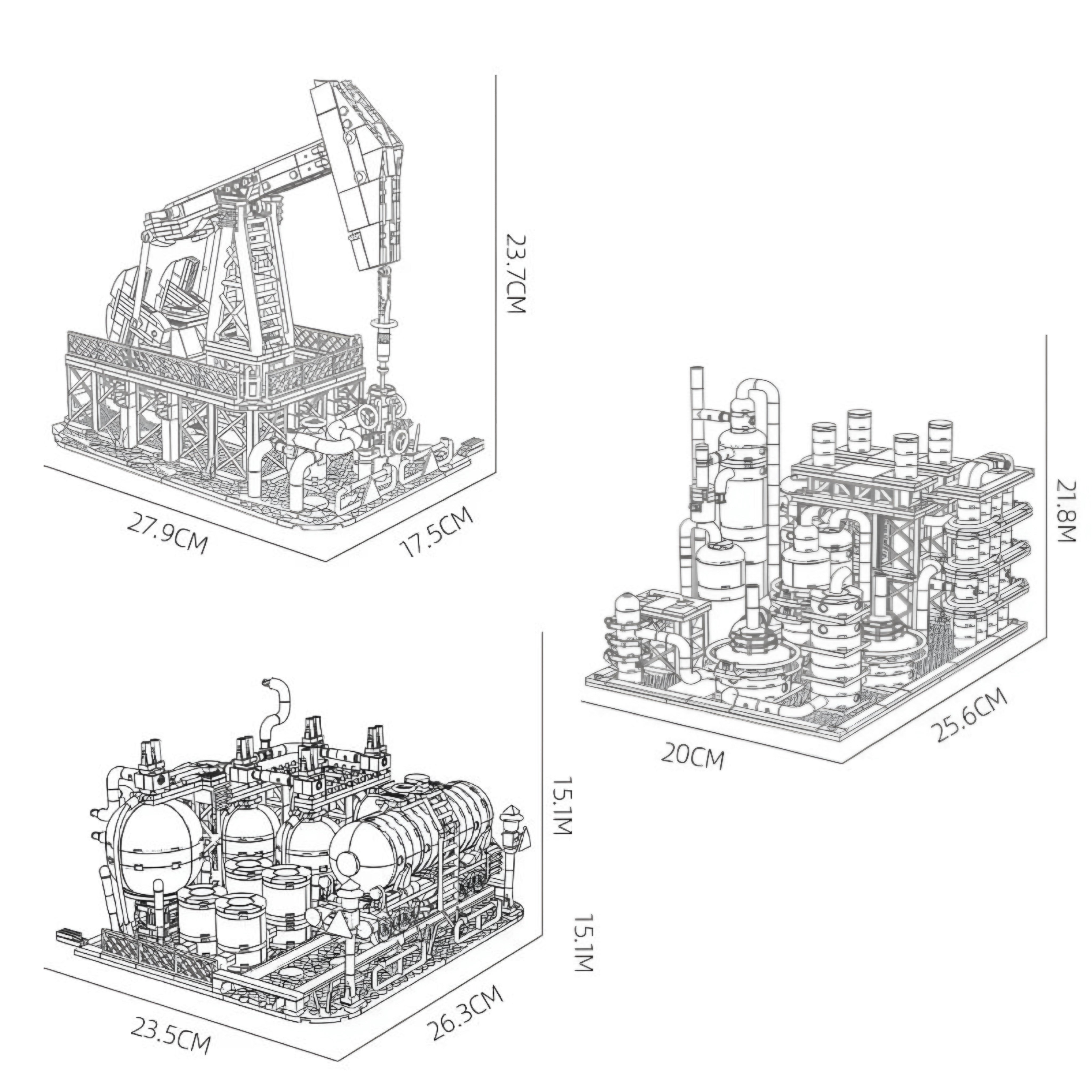 Brick MOC Industrial Oil Refinery Complex | 2142pcs - Brick Car Merchant