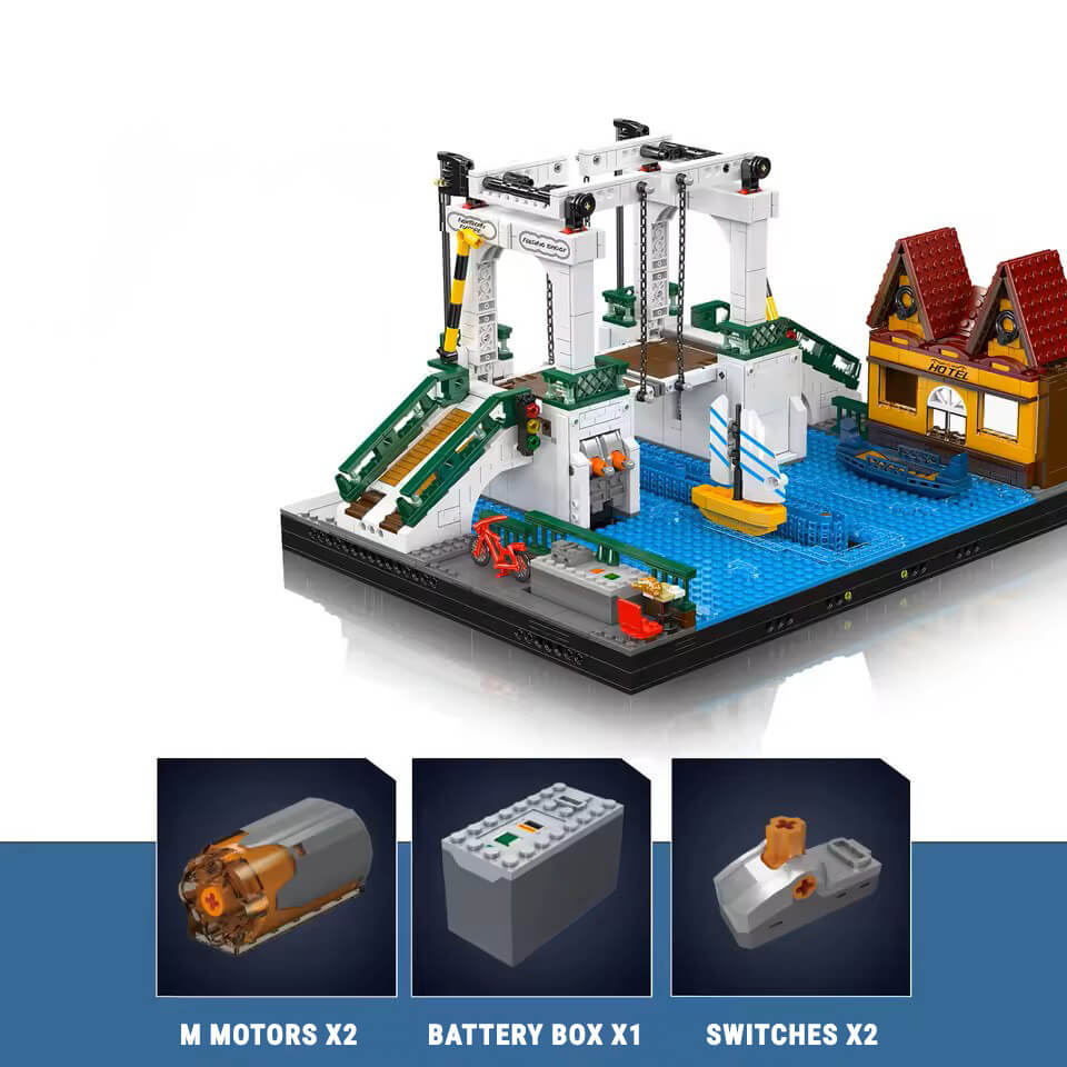 Brick MOC Motorized Nordic Drawbridge | 2065pcs - Brick Car Merchant
