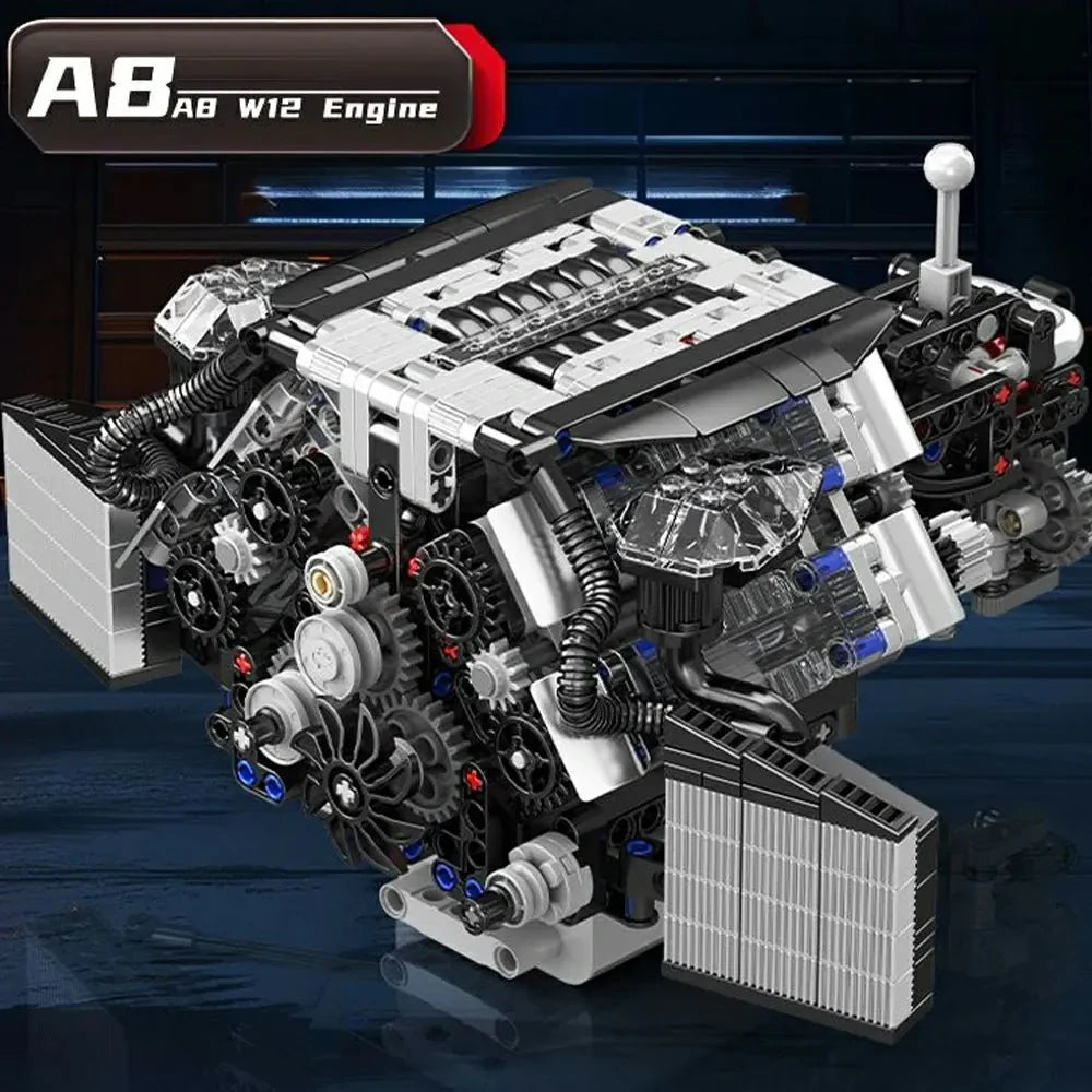Brick MOC A8 W12 Motorized Engine | 871pcs - Brick Car Merchant