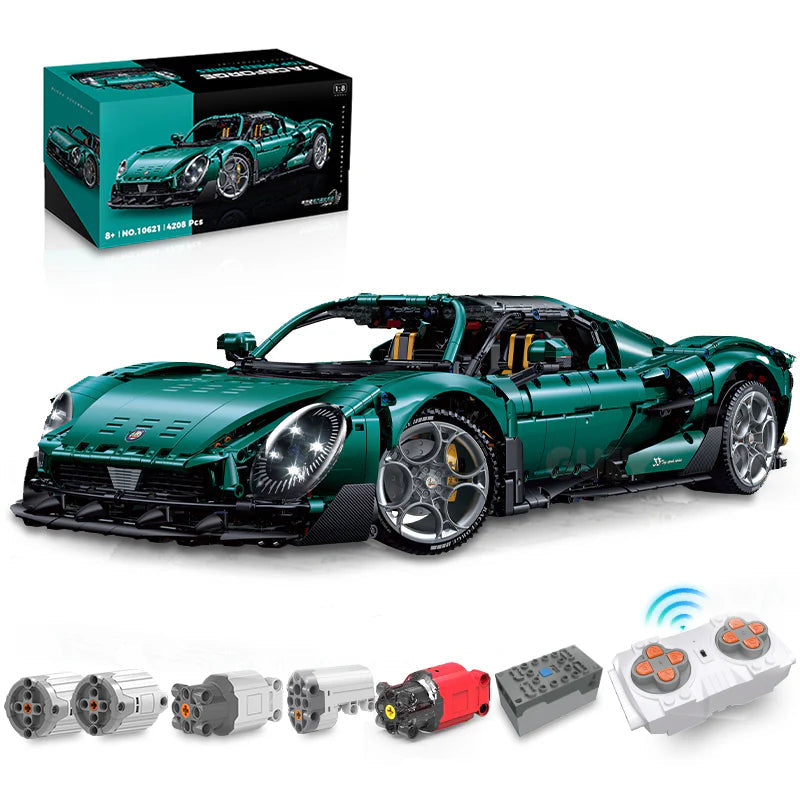 Brick MOC Alfa Romeo Supercar | Remote Control, Electric Doors, Electric Air Suspension, Steam Spray System, 4368 pcs - Brick Car Merchant