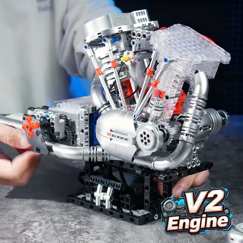 Brick MOC American Motorcycle V-Twin Engine | 867pcs - Brick Car Merchant