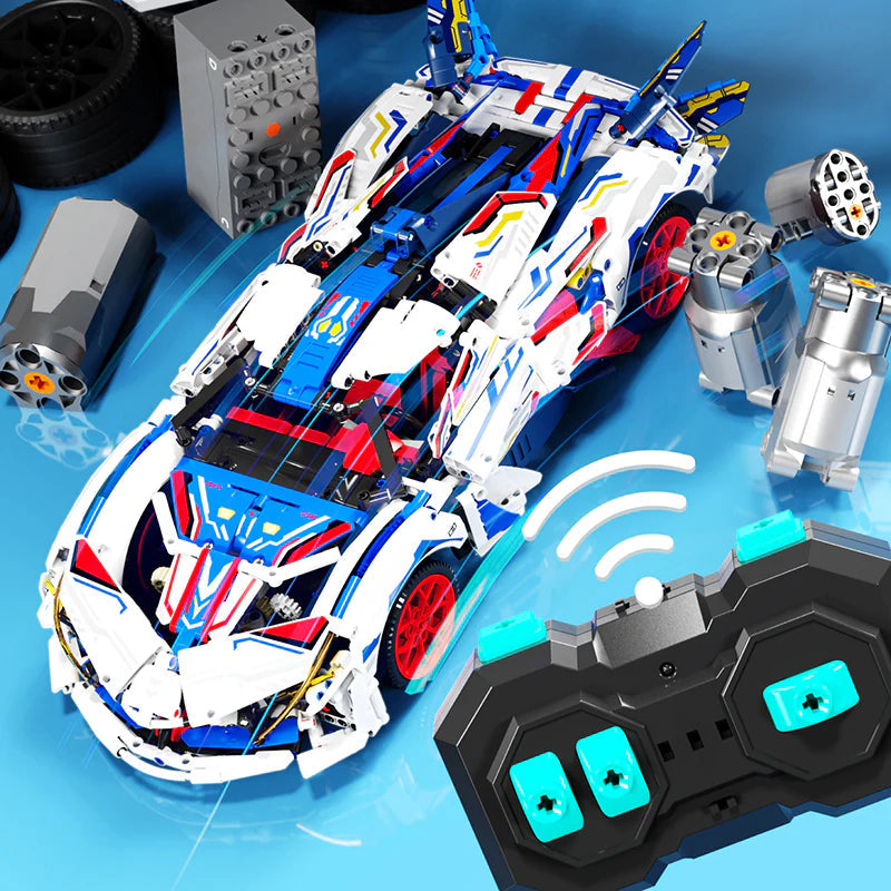 Brick MOC Apollo EVO Mini | Remote Control, Drift, Electrically deployable rear wing, 2088 Pcs - Brick Car Merchant