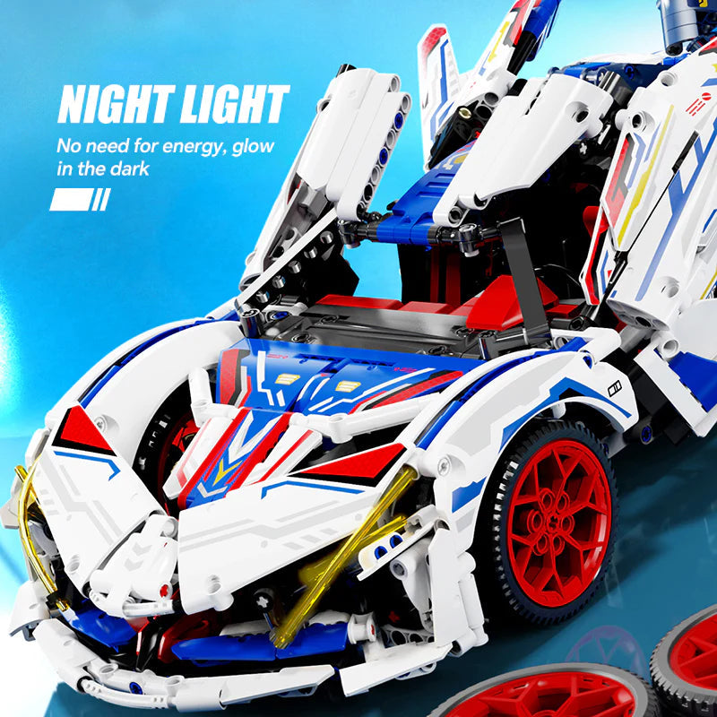 Brick MOC Apollo EVO Mini | Remote Control, Drift, Electrically deployable rear wing, 2088 Pcs - Brick Car Merchant
