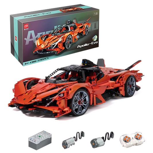 LEGO MOC Apollo EVO Orange | Remote Control, Opening Features, Lifting Tail, Luminescent Headlights, 3785pcs - Brick Car Merchant