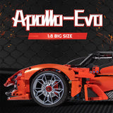 LEGO MOC Apollo EVO Orange | Remote Control, Opening Features, Lifting Tail, Luminescent Headlights, 3785pcs - Brick Car Merchant