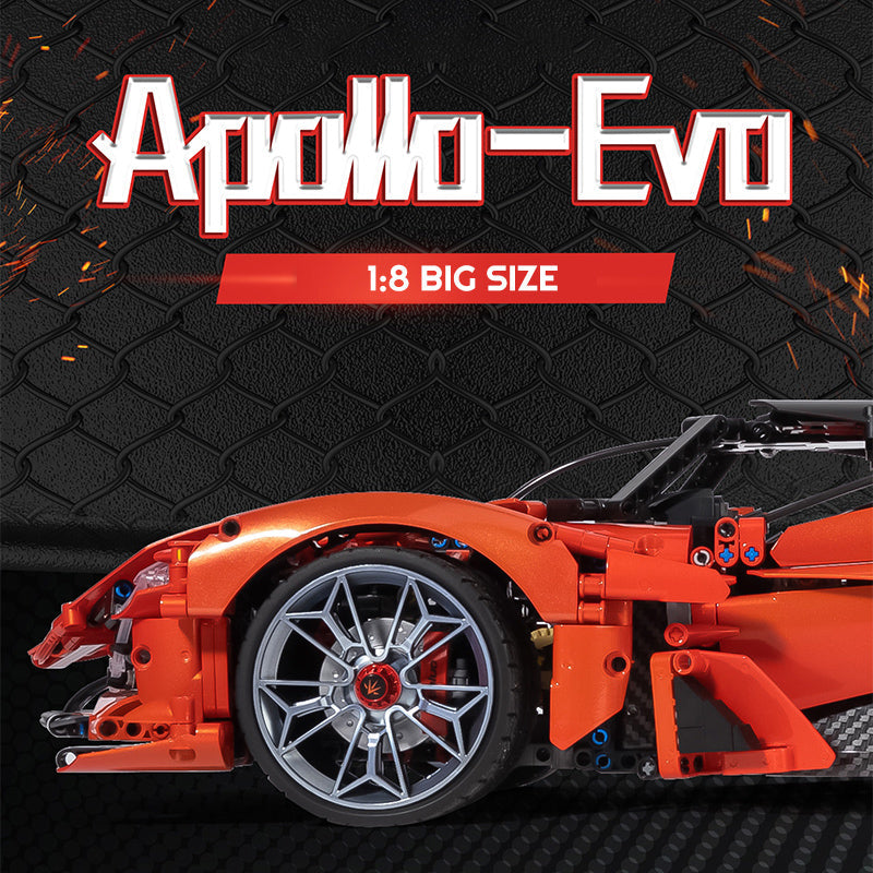 Brick MOC Apollo EVO Orange | Remote Control, Opening Features, Lifting Tail, Luminescent Headlights, 3785pcs - Brick Car Merchant