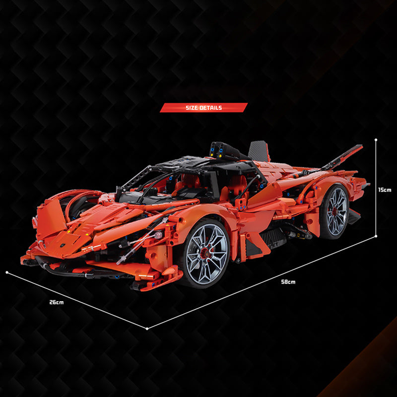 Brick MOC Apollo EVO Orange | Remote Control, Opening Features, Lifting Tail, Luminescent Headlights, 3785pcs - Brick Car Merchant