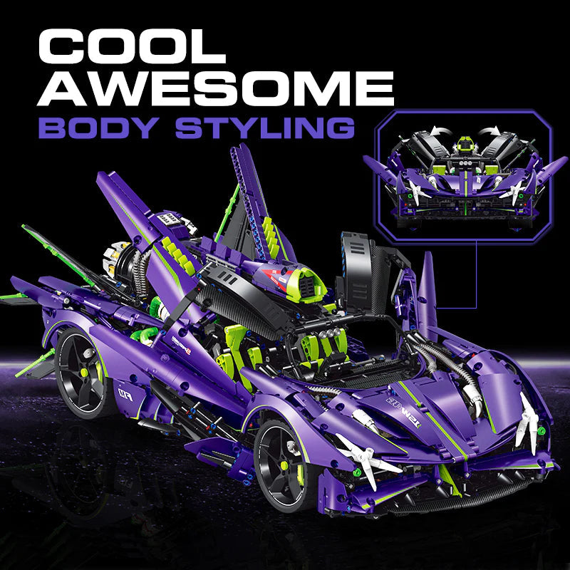 Brick MOC Apollo EVO | Remote Control, Lightning Features, Electric Rear Tail, Electric Opening Features, Electric Rotating Cannon, 3909 pcs - Brick Car Merchant
