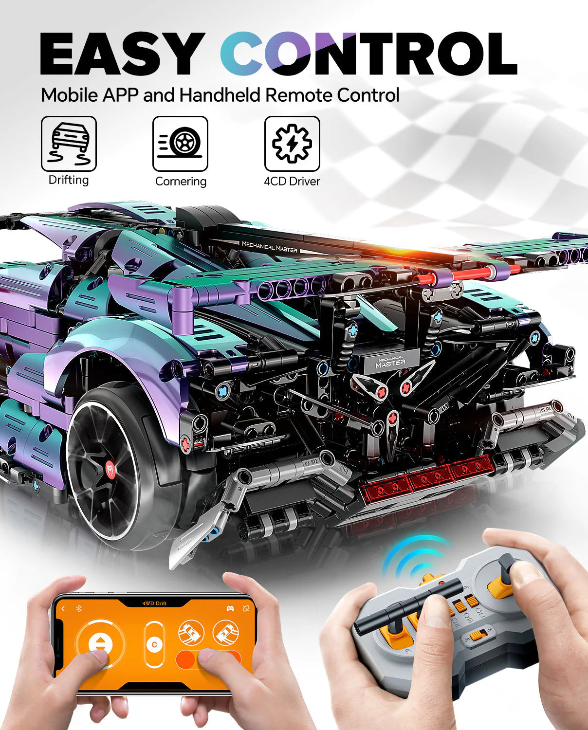 Brick MOC Apollo IE Super Plated | Remote Control, Drift, Electric Gullwing Doors, 2443pcs - Brick Car Merchant