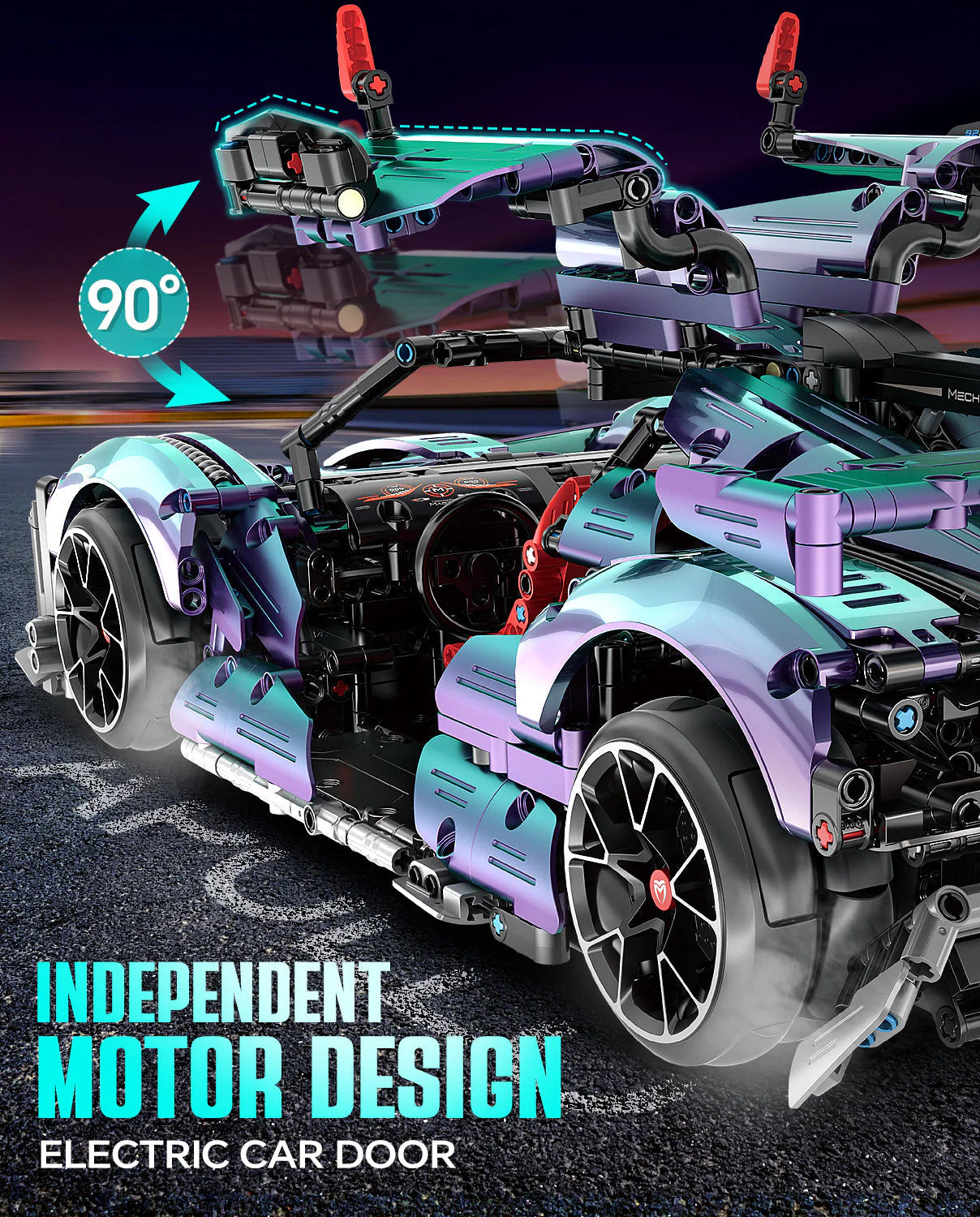 Brick MOC Apollo IE Super Plated | Remote Control, Drift, Electric Gullwing Doors, 2443pcs - Brick Car Merchant