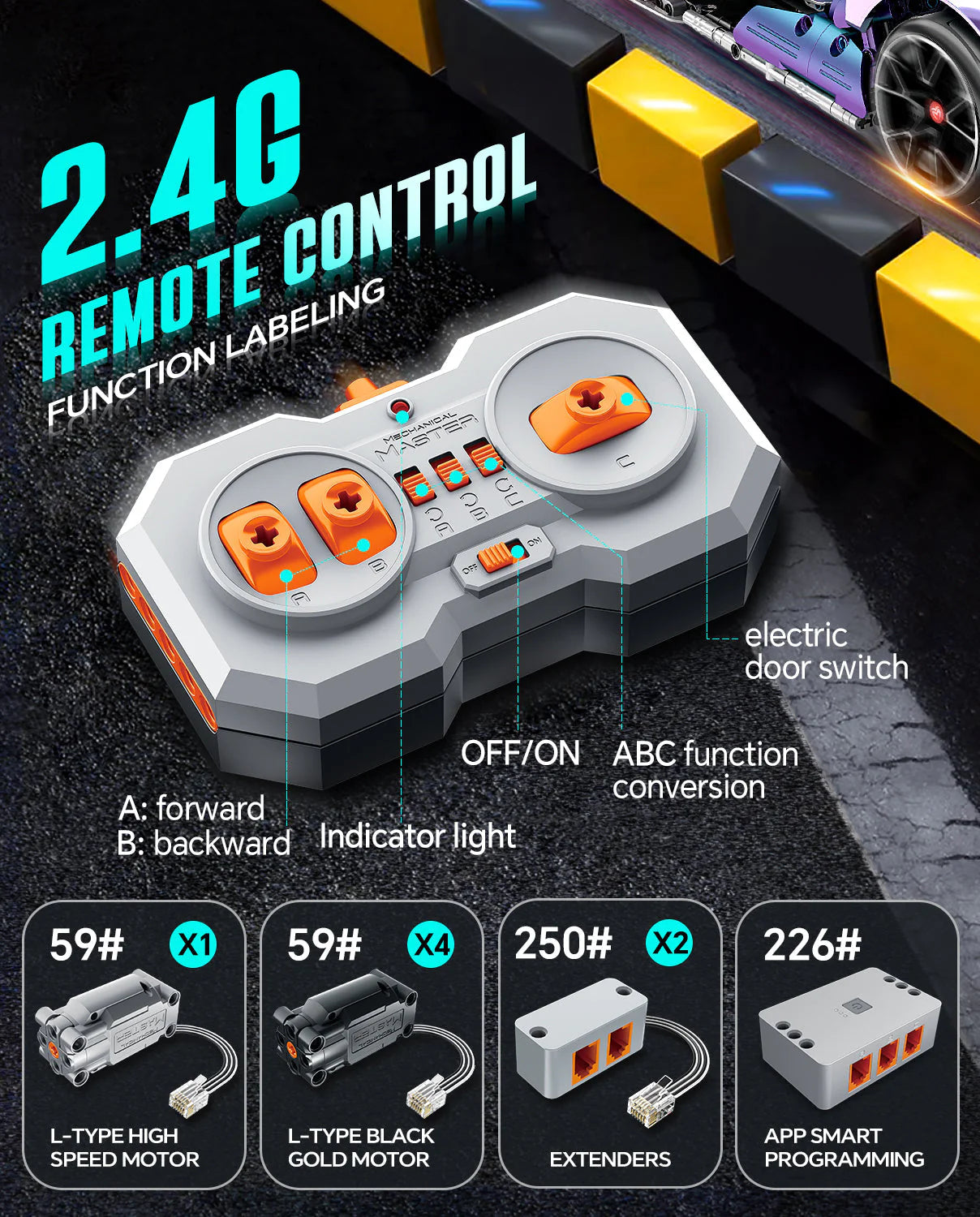 Brick MOC Apollo IE Super Plated | Remote Control, Drift, Electric Gullwing Doors, 2443pcs - Brick Car Merchant