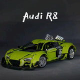 LEGO MOC Audi R8 Green | Remote Control, Opening Features, Large Racing Wing, 2641 pcs - Brick Car Merchant