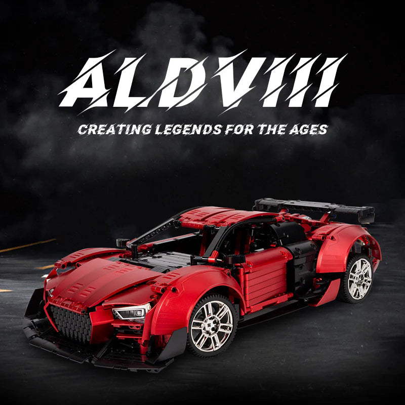 LEGO MOC Audi R8 Red | Remote Control, Opening Features, Large Racing Wing, 2641 pcs - Brick Car Merchant