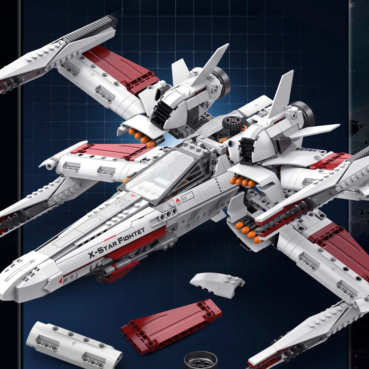 Nexus Wing Space Fighter building kit - detail view 6 - Brick Car Merchant