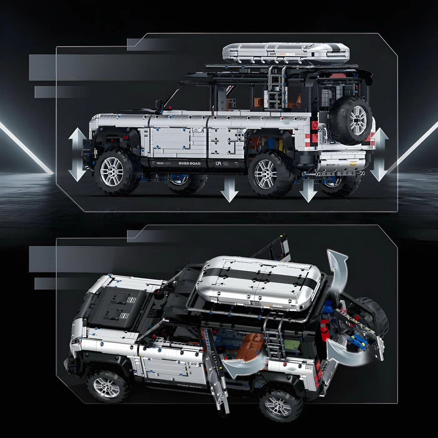 Brick MOC British Defender | Remote Control, Front and Rear Suspension, Opening Features, 5268 pcs - Brick Car Merchant
