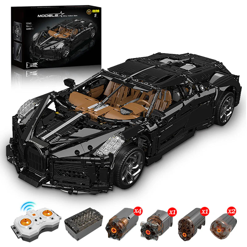 Brick MOC Bugatti Chiron 'Black Mamba' | 4688 pcs - Brick Car Merchant