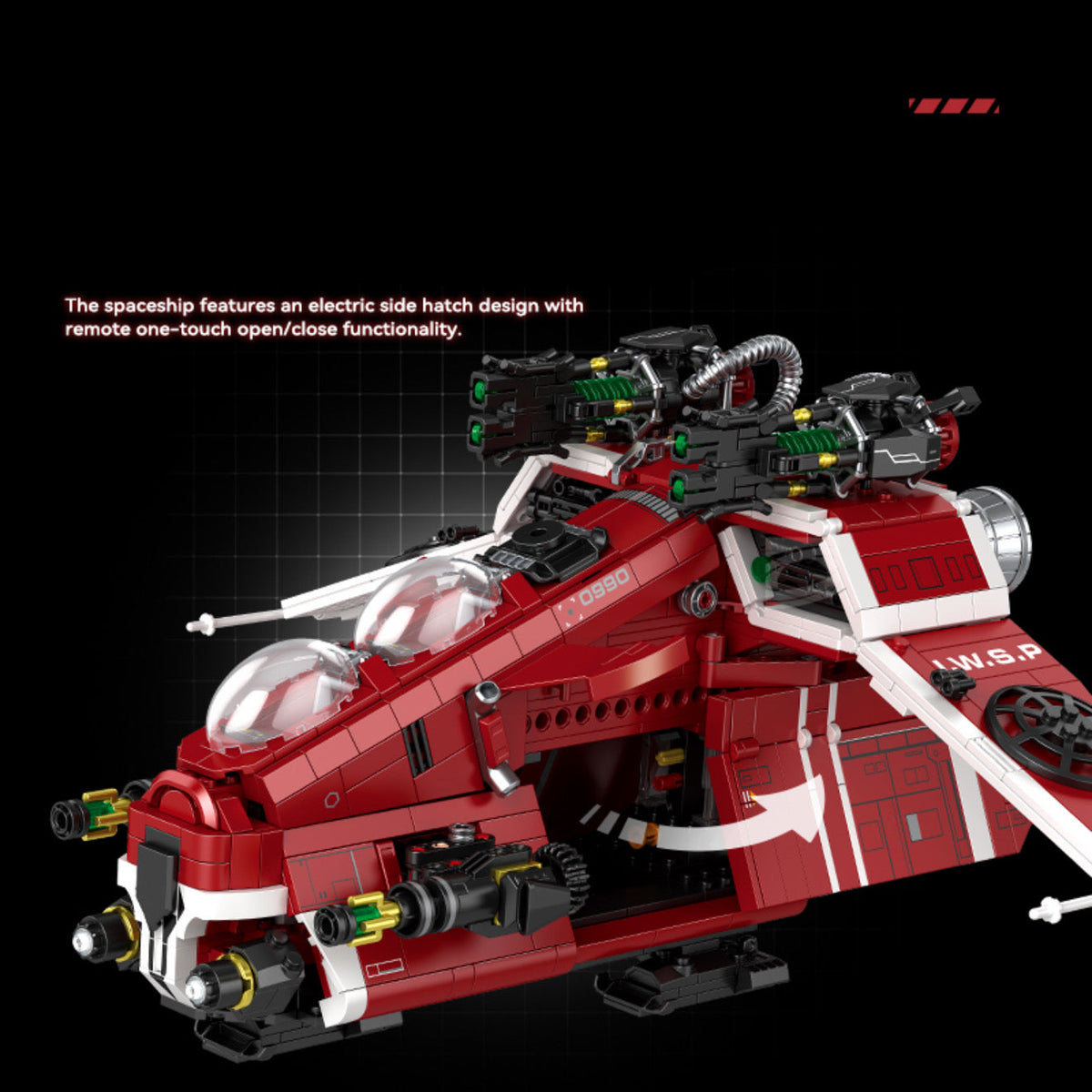 Brick MOC Scarlet Corsair Space Gunboat | 1107pcs - Brick Car Merchant