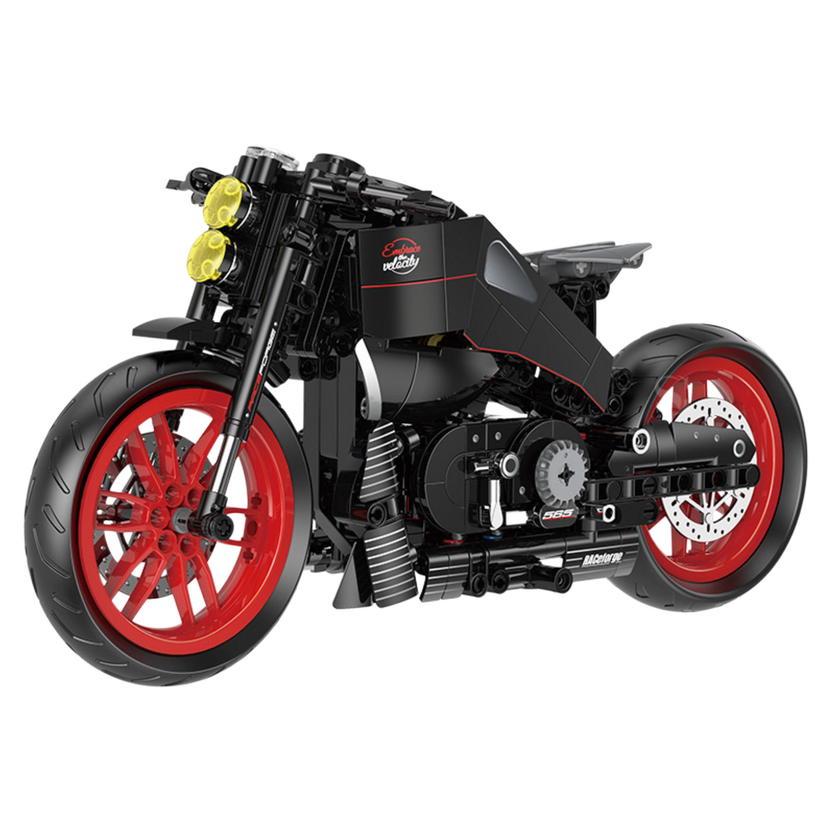 Brick MOC 1:8 Nightfire Custom V-Twin Drag Bike | 573pcs - Brick Car Merchant
