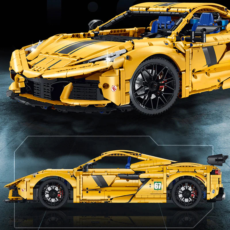 Brick MOC Corvette C8 "The All American Supercar" | Remote Control, Electric Tail Lift, Electric Door, Electric Air Suspension, 3787 pcs - Brick Car Merchant