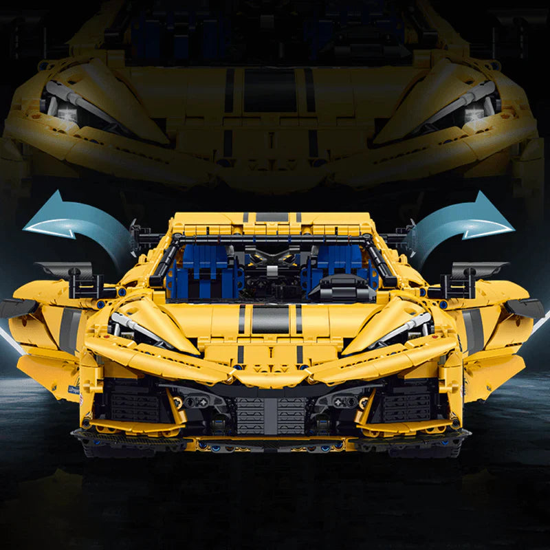 Brick MOC Corvette C8 "The All American Supercar" | Remote Control, Electric Tail Lift, Electric Door, Electric Air Suspension, 3787 pcs - Brick Car Merchant
