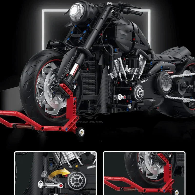 Brick MOC Custom V-Twin Muscle Cruiser | 2049pcs - Brick Car Merchant