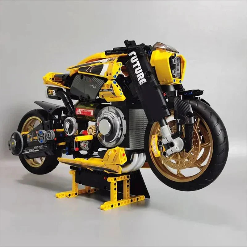 Brick MOC Cyberpunk Neon Street Bike | 1981pcs - Brick Car Merchant