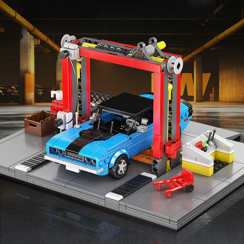 Brick MOC 70s American Auto Repair Shop | 856pcs - Brick Car Merchant