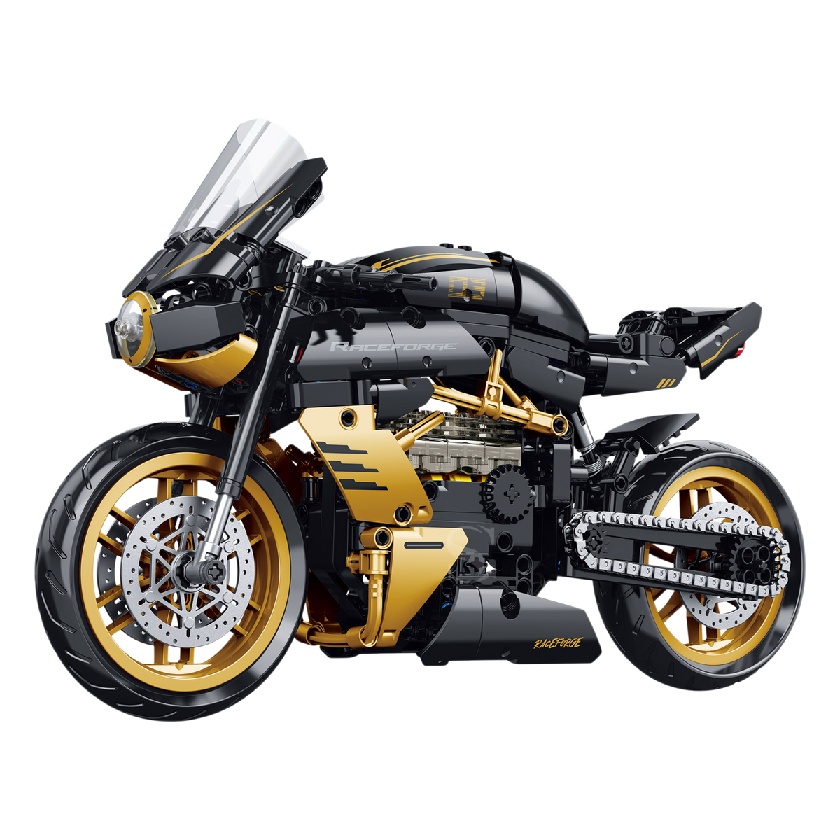 Brick MOC 1:8 MV Agusta Superveloce Black Gold | 506pcs - Brick Car Merchant