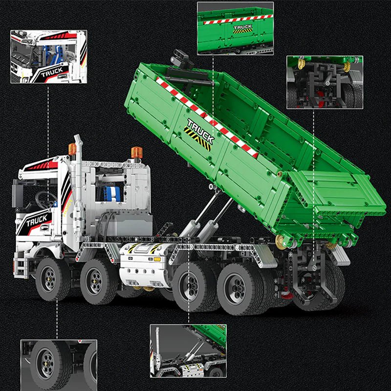 Brick MOC Dump Truck with Trailer | 2950pcs - Brick Car Merchant