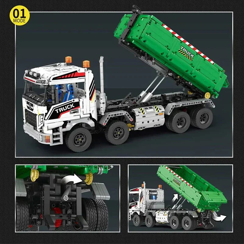 Brick MOC Dump Truck with Trailer | 2950pcs - Brick Car Merchant