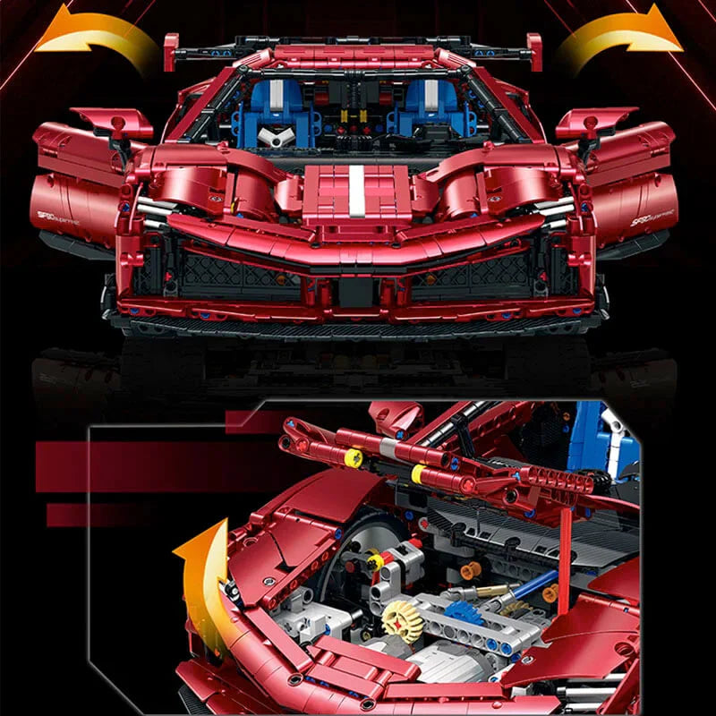 Brick MOC Ferrari SF90 | Remote Control, Electric Air Suspension, Electric Door, 3982 pcs - Brick Car Merchant