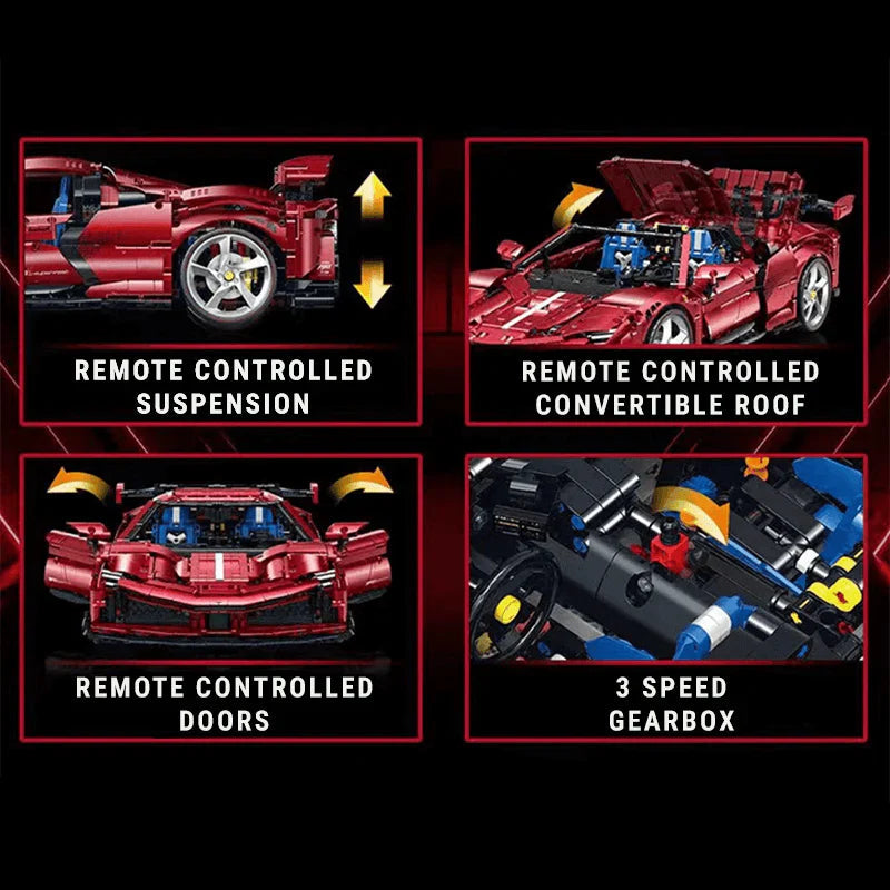 Brick MOC Ferrari SF90 | Remote Control, Electric Air Suspension, Electric Door, 3982 pcs - Brick Car Merchant