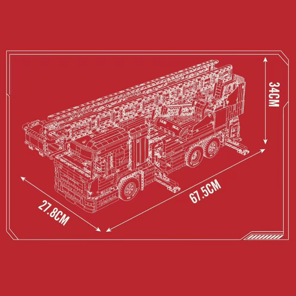 Brick MOC Fire Rescue Ladder Truck | 4885pcs - Brick Car Merchant