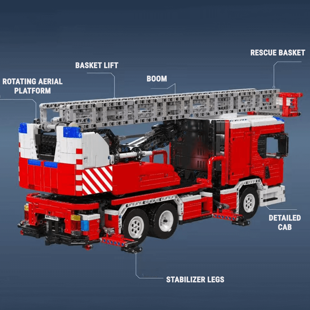 Brick MOC Fire Rescue Ladder Truck | 4885pcs - Brick Car Merchant