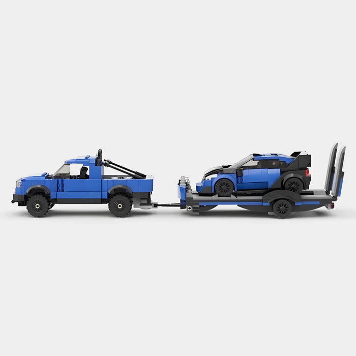 Brick MOC Ford F-150 Raptor with Trailer and Ford Focus - Brick Car Merchant