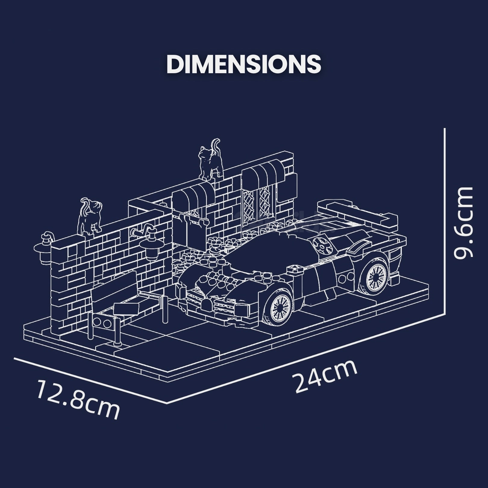 Brick MOC French Hypercar Street Scene | 592pcs - Brick Car Merchant