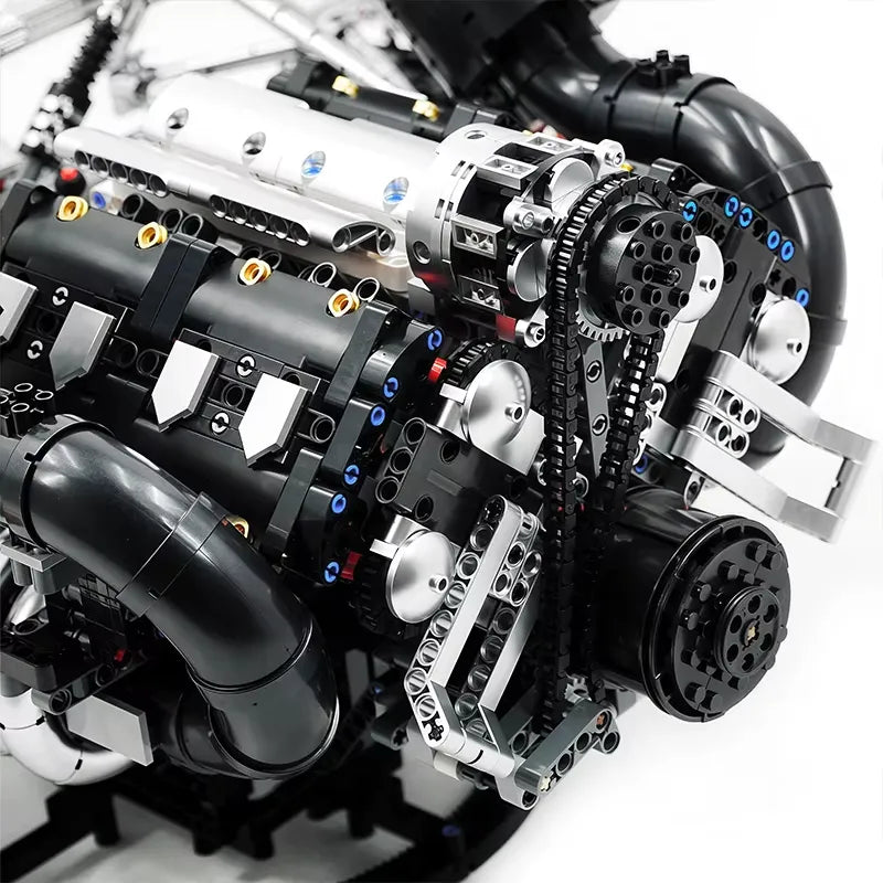 Brick MOC Functional 5L V8 Engine & Powertrain | 3193pcs - Brick Car Merchant