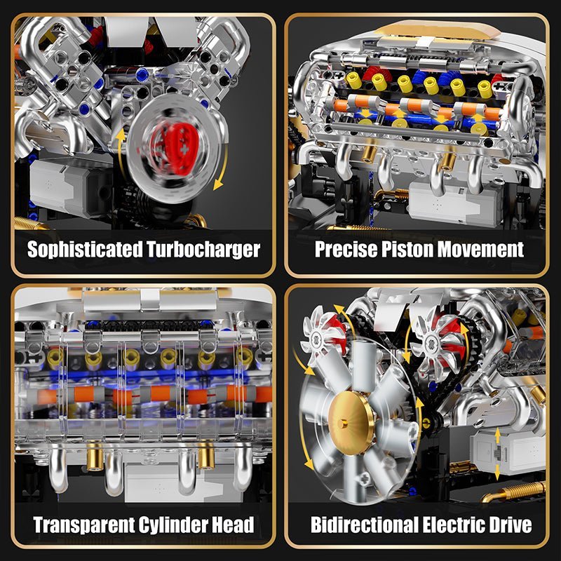 Brick MOC Functional V8 Engine Model | 691pcs - Brick Car Merchant