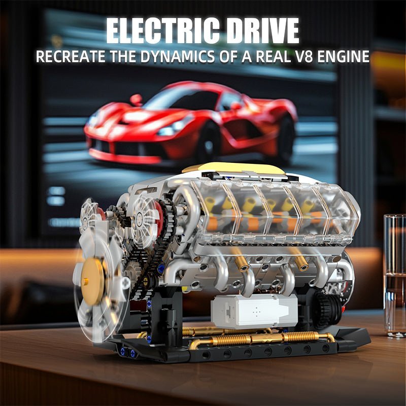 Brick MOC Functional V8 Engine Model | 691pcs - Brick Car Merchant