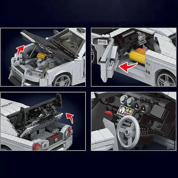 Brick MOC Godzilla Skyline R34 GTR | 1471pcs - Brick Car Merchant