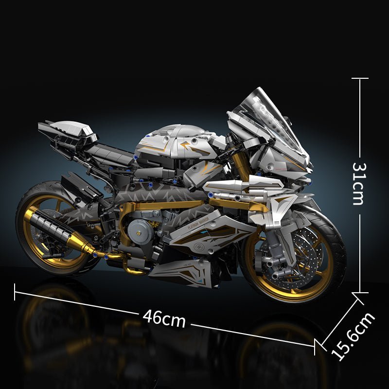 Brick MOC Gold Cyberpunk Superbike | 2000pcs - Brick Car Merchant